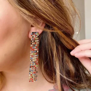 Brinco Strass Franja