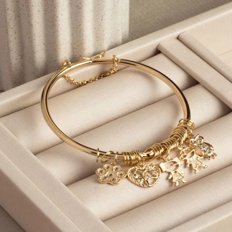 Pulseira família folheada a ouro 18k